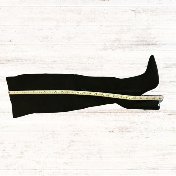 NIB Qupid Black Velvet Floral Embroidered Over-The-Knee High Heel Boots 5.5 - Picture 10 of 14